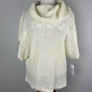 NWT Passports Loose Knit Off-White Cowl Neck Sweater Size M
